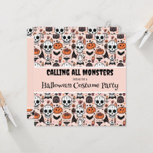 Roze Halloween Custom verjaardagsfeestje Kaart