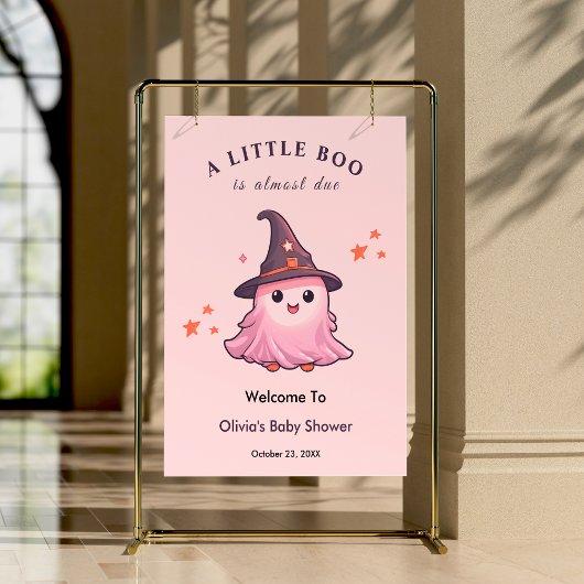 Roze Halloween Een beetje Boo Baby shower Welkom Poster