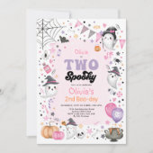 Roze Halloween Ghost 2 Spooky 2e verjaardag Kaart (Voorkant)