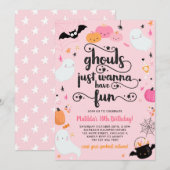 Roze Halloween Ghost Meisje Verjaardag Kostuum Fee Kaart (Voorkant / Achterkant)