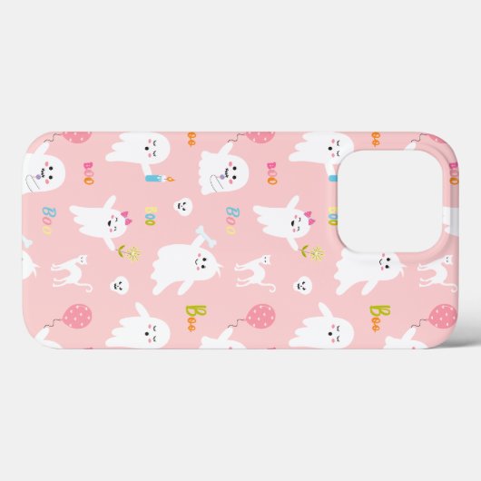 Roze Halloween Ghost Patroon Case-Mate iPhone Case (Achterkant (horizontaal))