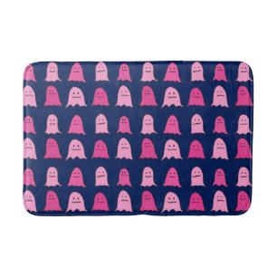 Roze Halloween Ghosts op Donkerblauw Badmat