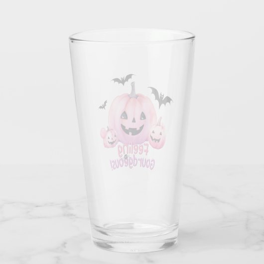 Roze Halloween Glas (Achterkant)