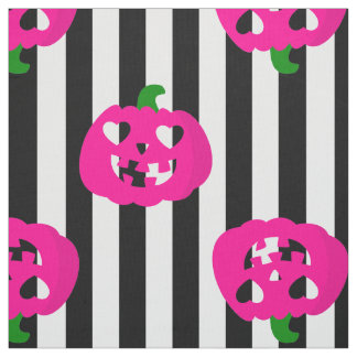 roze halloween hart pompoen gestreept stof