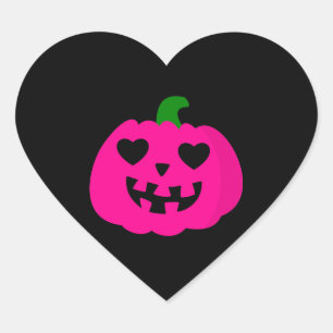 roze halloween hart pompoen jack-o-lantern sticker