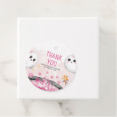 Roze Halloween Het is een meisje Baby shower Ronde Bedankjes Labels (In situ)