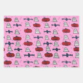 Roze Halloween-hosts, -vleermuizen en -jager op la Inpakpapier Vel (Voorkant)