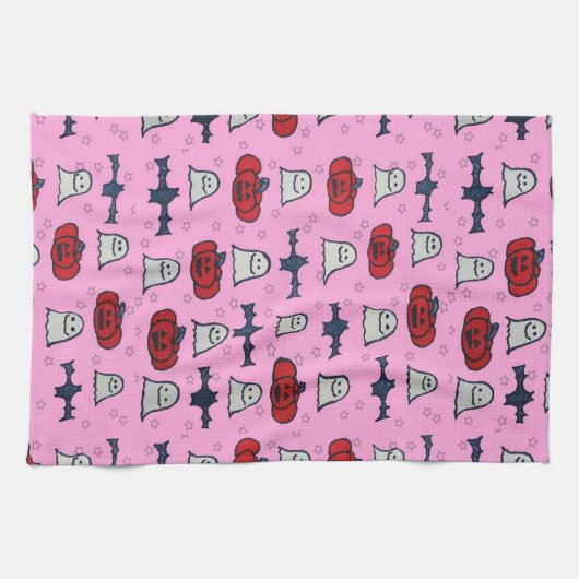 Roze Halloween-hosts, -vleermuizen en -jager op la Theedoek (Horizontaal)