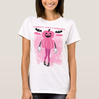 Roze Halloween jack-o-lantaarn T-shirt