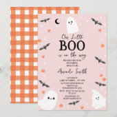 Roze Halloween Little Boo Baby shower Kaart (Voorkant / Achterkant)