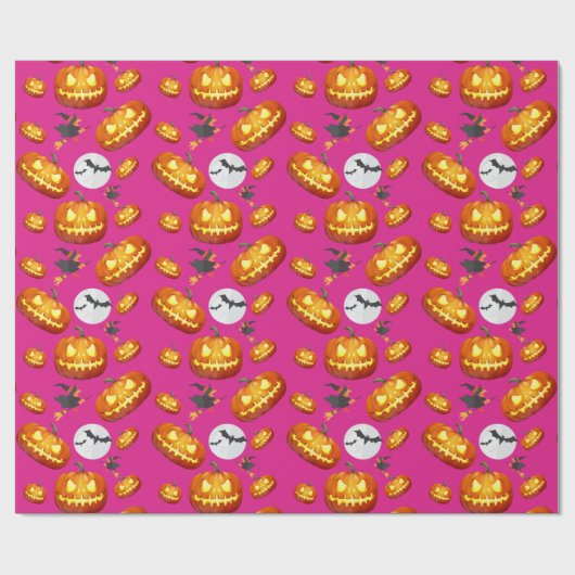 Roze Halloween Magic Pattern Cadeaupapier (Vlak)