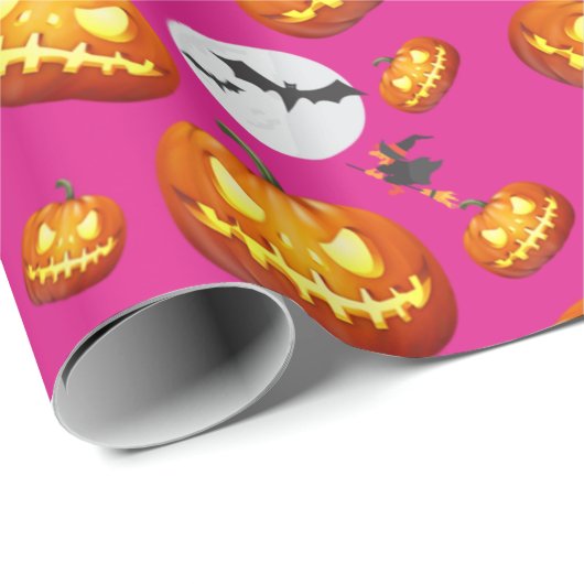 Roze Halloween Magic Pattern Cadeaupapier (Rol Hoek)