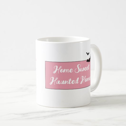 Roze Halloween Mok Schattige Spooky, Haunted House (Voorkant rechts)