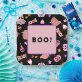 Roze Halloween Papieren Bordje (Feest)