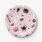 Roze Halloween Party Papieren Bordje (Voorkant)