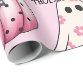 Roze Halloween Patroon Coquette Pompoen Custom Cadeaupapier (Rol Hoek)
