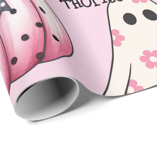 Roze Halloween Patroon Coquette Pompoen Custom Cadeaupapier (Rol Hoek)