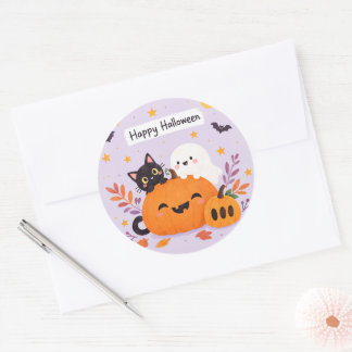 roze halloween ronde sticker
