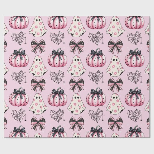 Roze Halloween - Schattigee en Spooky Pastel Gothi Cadeaupapier (Vlak)