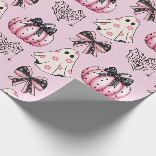 Roze Halloween - Schattigee en Spooky Pastel Gothi Cadeaupapier (Hoek)