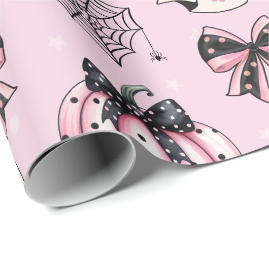 Roze Halloween - Schattigee en Spooky Pastel Gothi Cadeaupapier (Rol Hoek)