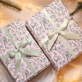 Roze Halloween Snoep en Confetti Baby en Kinder Cadeaupapier