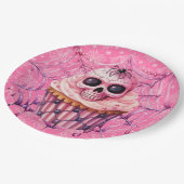 Roze Halloween Spider Webs Papieren Bordje (Gekanteld)