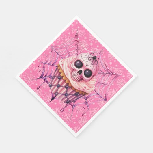 Roze Halloween Spider Webs Servet (Hoek)