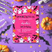Roze Halloween spooktacular verjaardagsfeestje Kaart