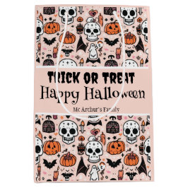 Roze Halloween Trick or treat aangepaste familiena Medium Cadeauzakje