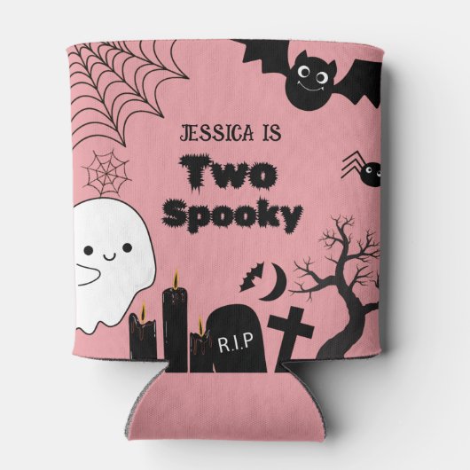 Roze Halloween twee spookachtige tweede verjaardag Blikjeskoeler (Achterkant)