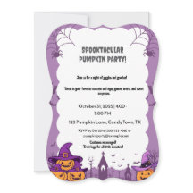 Roze Halloween Uitnodiging met Pompoen