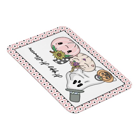 Roze Halloween Whimsical Pumpkins en Boo Magneet (Rechterzijde)