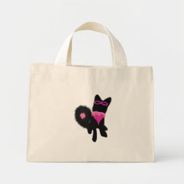 Roze Halloween zwart honden kostuum Mini Tote Bag