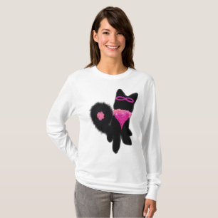 Roze Halloween zwart honden kostuum T-shirt
