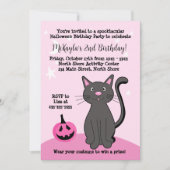 Roze Halloween Zwart Kat Pompoen Bat Zacht Roze Kaart (Voorkant)