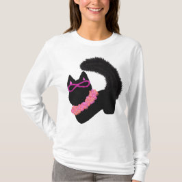Roze Halloween zwarte kat kostuum T-shirt