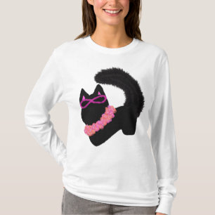 Roze Halloween zwarte kat kostuum T-shirt