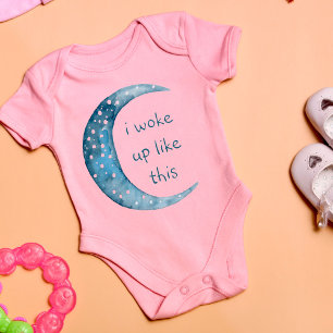 Roze halve maan   Aangepaste tekst voor Girl Baby Romper