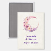 Roze Halve Maan bruiloft Save the Date Magneet (Voorkant / Achterkant)