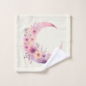 Roze halve maan met  bloemen bad handdoek (Wasdoekje)