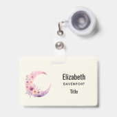 Roze halve maan met bloemen badge (Front with Retractable)