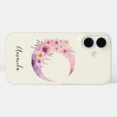 Roze halve maan met  bloemen Case-Mate iPhone case (Achterkant (horizontaal))
