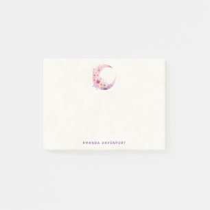 Roze halve maan met  bloemen post-it® notes