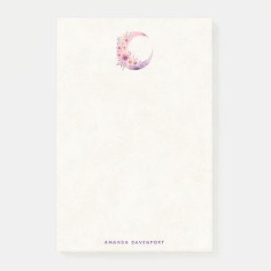 Roze halve maan met  bloemen post-it® notes