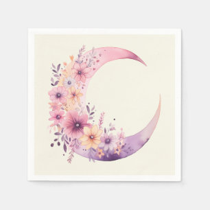 Roze halve maan met  bloemen servet
