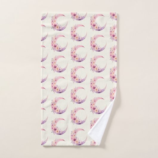 Roze halve maan met bloemenpatroon bad handdoek (Handdoek)