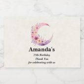 Roze Halve Maan Verjaardag Bedankt Sparkling Wijnetiket (Enkel label)