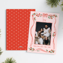 Roze  Hand-Drawn Bow Lijst Foto Kerst