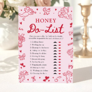Roze Hand Getekende Honey Do Lijst Bruidsfeest Spe Kaart